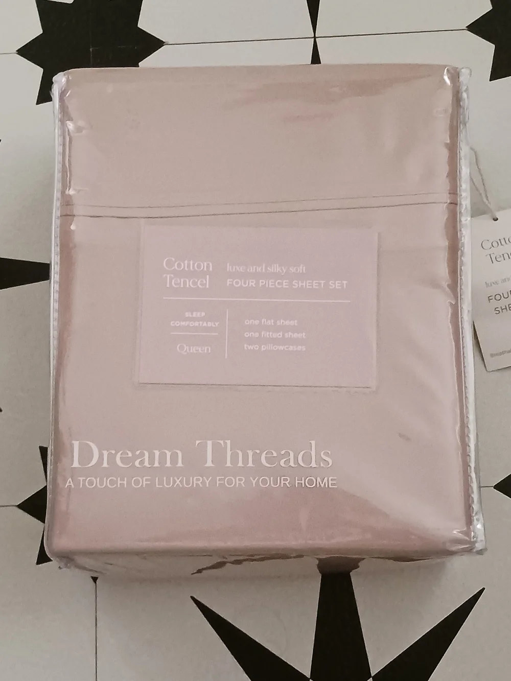 Dream Threads Cotton Tencel Four-Piece Sheet Set - Blush, Pink Sand